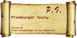 Presburger Ipoly névjegykártya